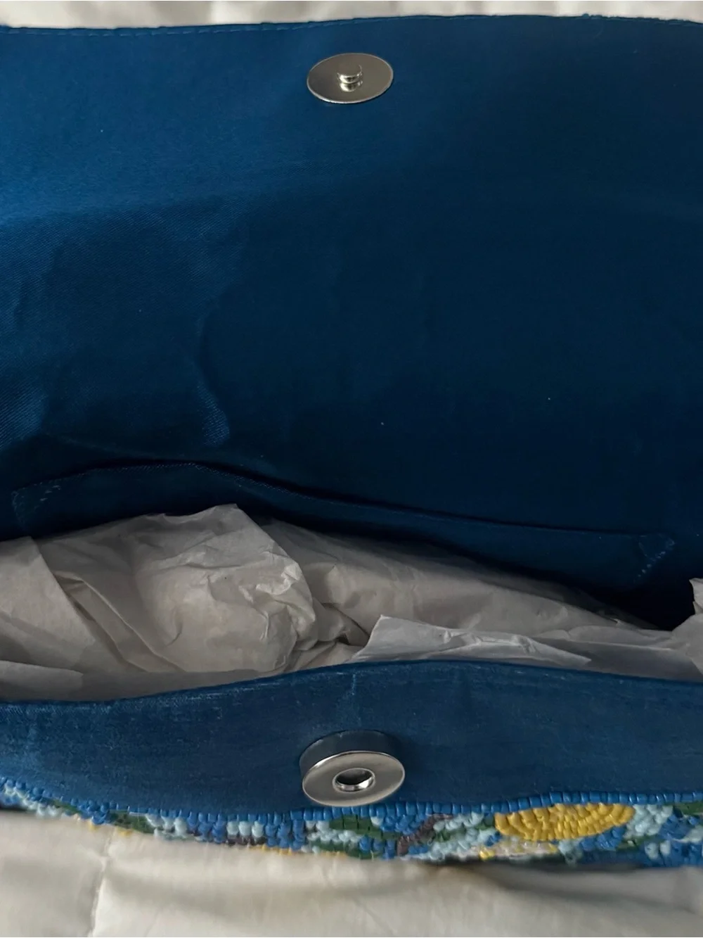 Blue Beaded Lemon Shoulder Bag